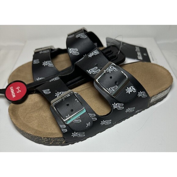 Womens FOCO NBA San Antonio Spurs Double Buckle Slide Sandals Size S (5-6) - Picture 1 of 6